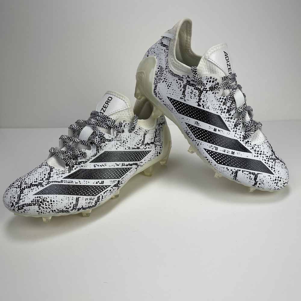 adidas Football Cleats Mens 8 Adizero White Black Snakeskin Graphic EUC JQ0029